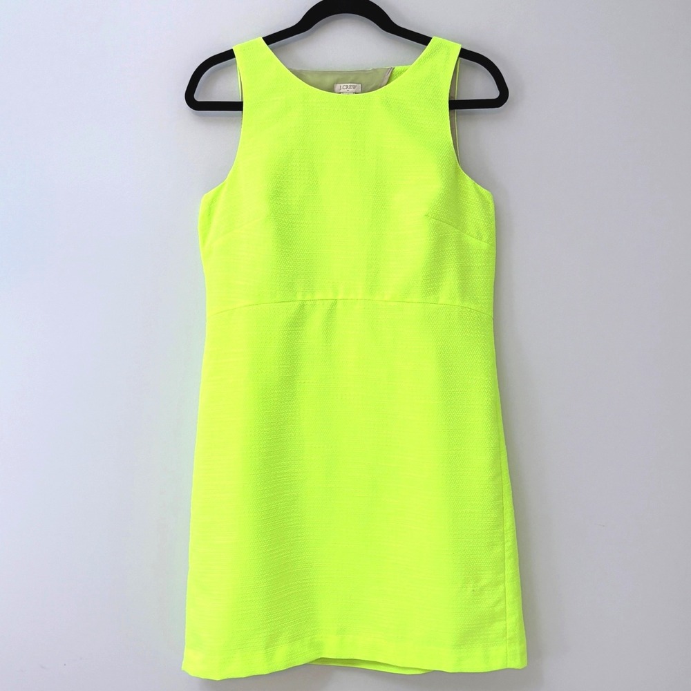 J.Crew Textured Crossover Back Shift Dress Neon Green Yellow  Size 2